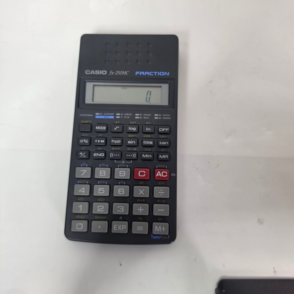 Casio fx-250HC Scientific Fraction Calculator Black with Hard Cover Case Tested